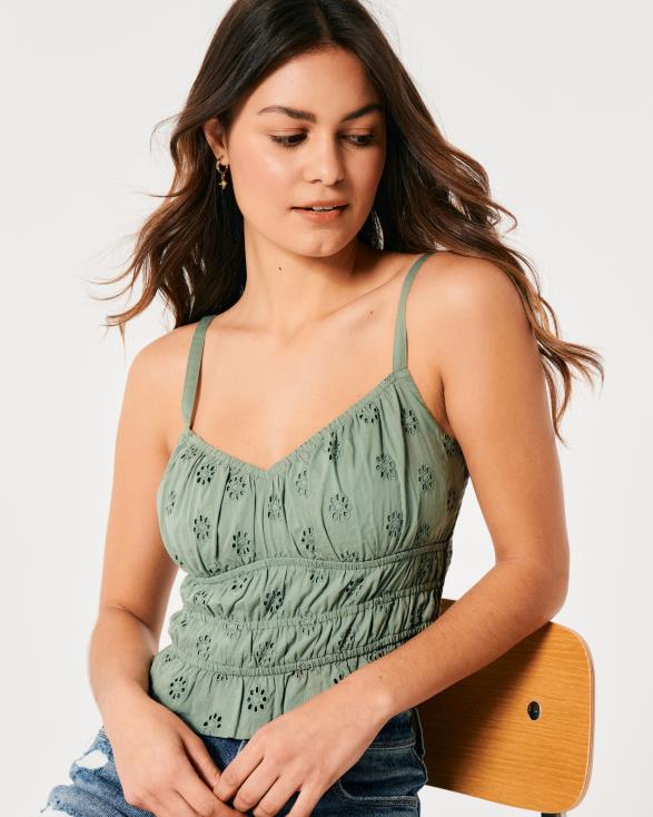 gekanaliseerd oogje tank licht groen vrouwen Hollister toppen 06JX82