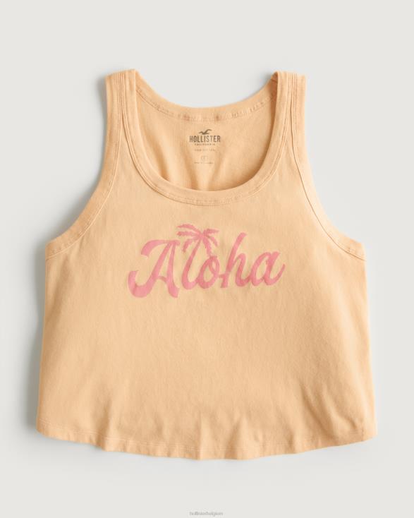 gemakkelijke aloha grafische tanktop lichtoranje vrouwen Hollister toppen 06JX214