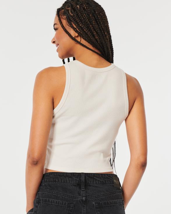 geribbelde innerlijke stereo grafische tank room vrouwen Hollister toppen 06JX303