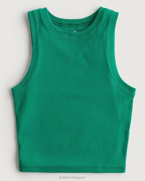 geribbelde tanktop met hoge hals groente vrouwen Hollister toppen 06JX395
