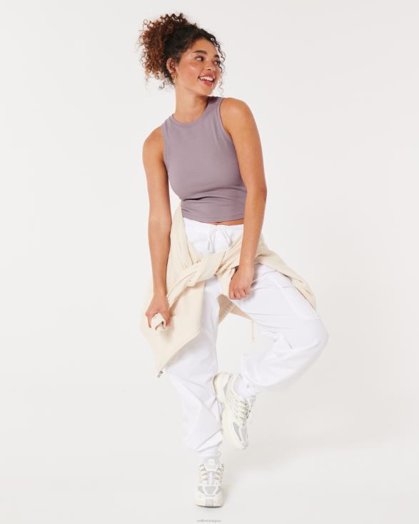 geribbelde tanktop met hoge hals paars grijs vrouwen Hollister toppen 06JX50