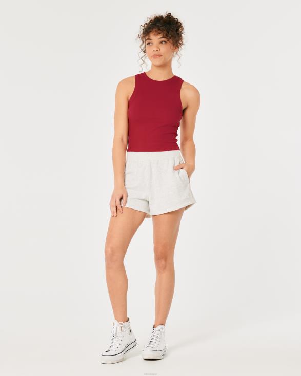 geribbelde tanktop met hoge hals rood geribbeld vrouwen Hollister toppen 06JX192