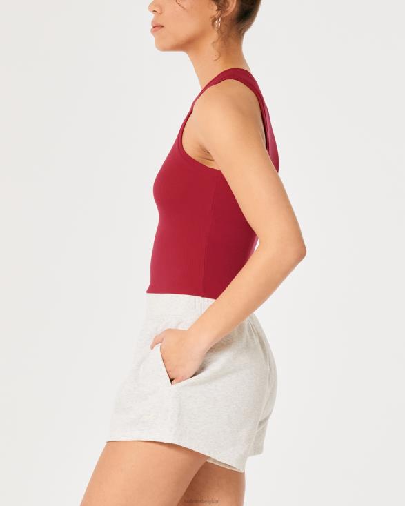 geribbelde tanktop met hoge hals rood geribbeld vrouwen Hollister toppen 06JX192