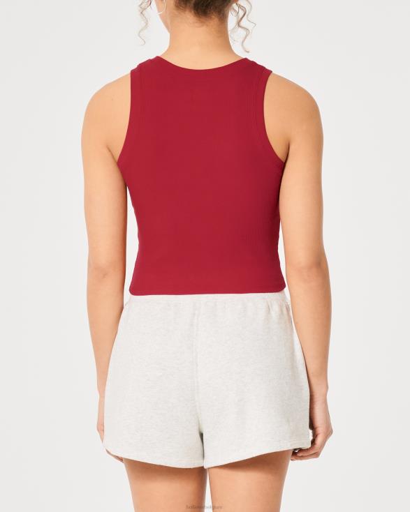 geribbelde tanktop met hoge hals rood geribbeld vrouwen Hollister toppen 06JX192