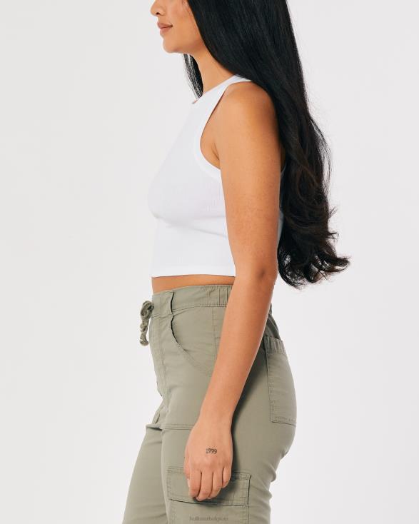 geribbelde tanktop met hoge hals wit vrouwen Hollister toppen 06JX17