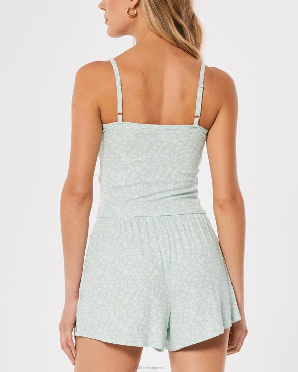 gilly hicks geribbelde jersey tanktop mintgroene bloemen vrouwen Hollister toppen 06JX450