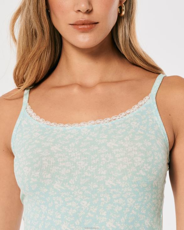 gilly hicks geribbelde jersey tanktop mintgroene bloemen vrouwen Hollister toppen 06JX450
