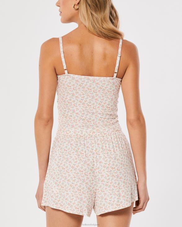 gilly hicks geribbelde jersey tanktop witte bloemen vrouwen Hollister toppen 06JX457