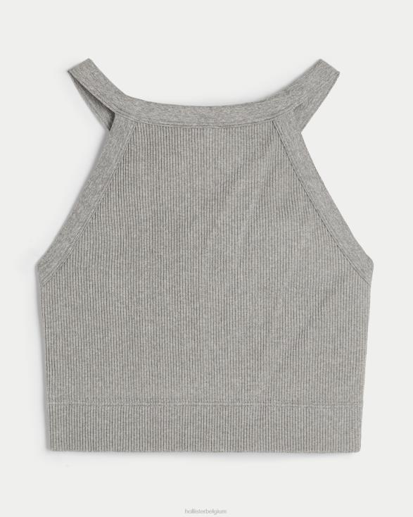 gilly hicks geribbelde naadloze hoogsluitende bh-top heide grijs vrouwen Hollister toppen 06JX331