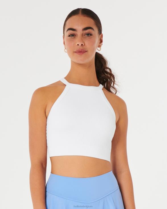 gilly hicks geribbelde naadloze hoogsluitende bh-top wit vrouwen Hollister toppen 06JX285