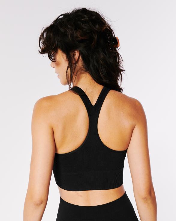 gilly hicks geribbelde naadloze longline hoogsluitende bh-top zwart vrouwen Hollister toppen 06JX455