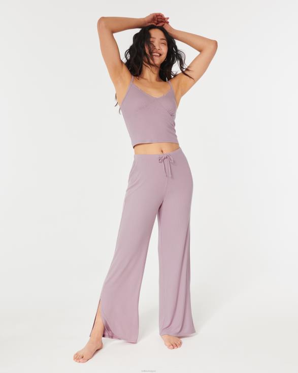 gilly hicks slaaptanktop met geribbelde kanten rand lichtroze vrouwen Hollister toppen 06JX277