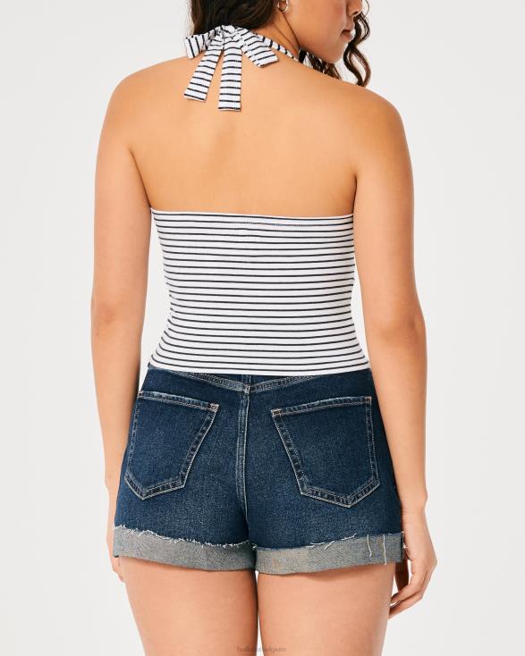 haltertop met v-hals witte streep vrouwen Hollister toppen 06JX380