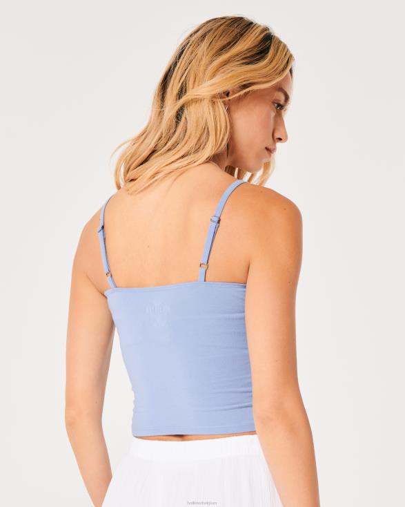 kanten rand gesmokte buste cami lichtblauw vrouwen Hollister toppen 06JX189