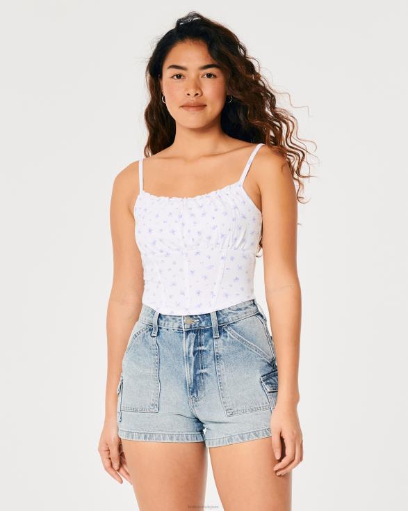 ruches buste korset top witte bloemen vrouwen Hollister toppen 06JX401