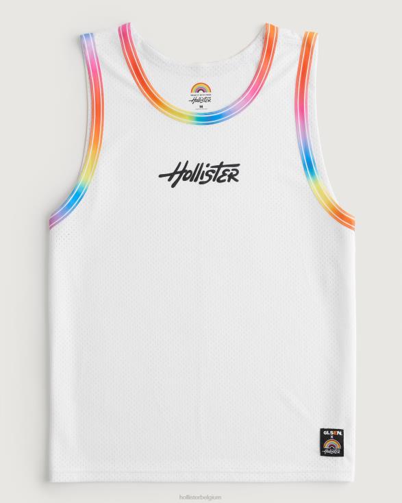 trots mesh logo grafische tanktop wit vrouwen Hollister toppen 06JX180