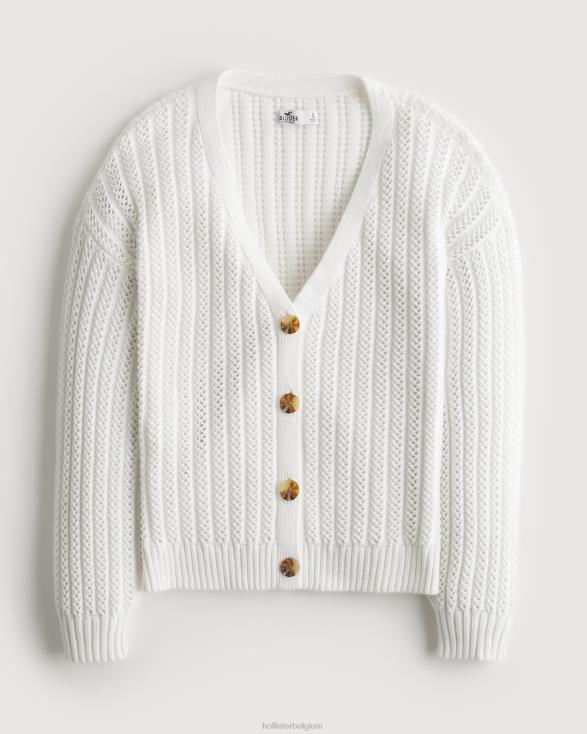 eenvoudig gehaakt vest met v-hals wit vrouwen Hollister toppen 06JX159