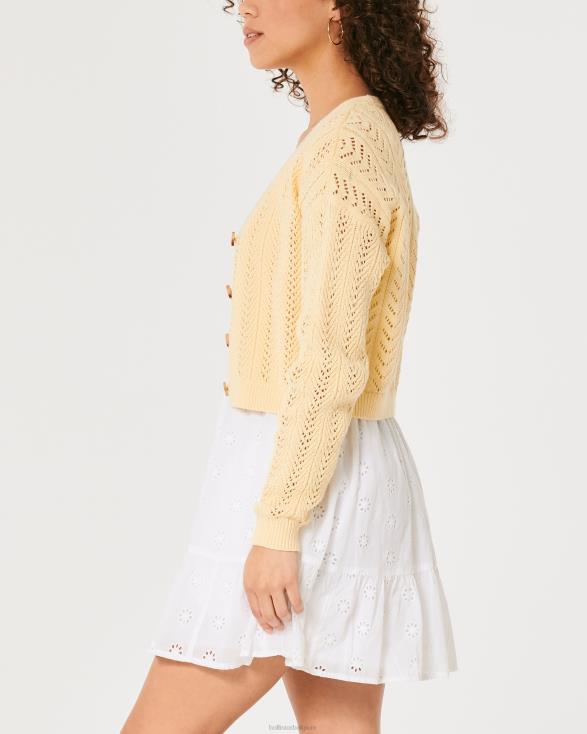 eenvoudig getextureerd crop-vest geel vrouwen Hollister toppen 06JX338