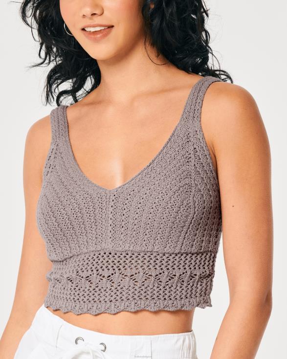 gehaakte bralette met v-hals paars grijs vrouwen Hollister toppen 06JX268