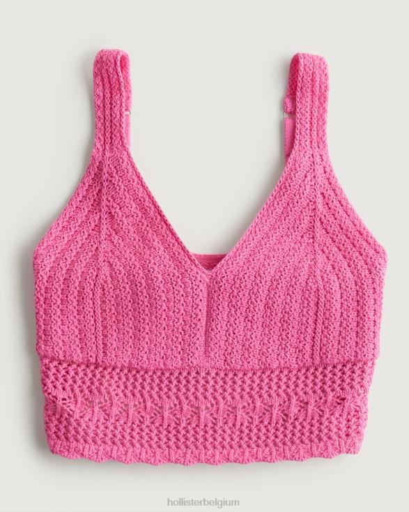 gehaakte bralette met v-hals roze vrouwen Hollister toppen 06JX165