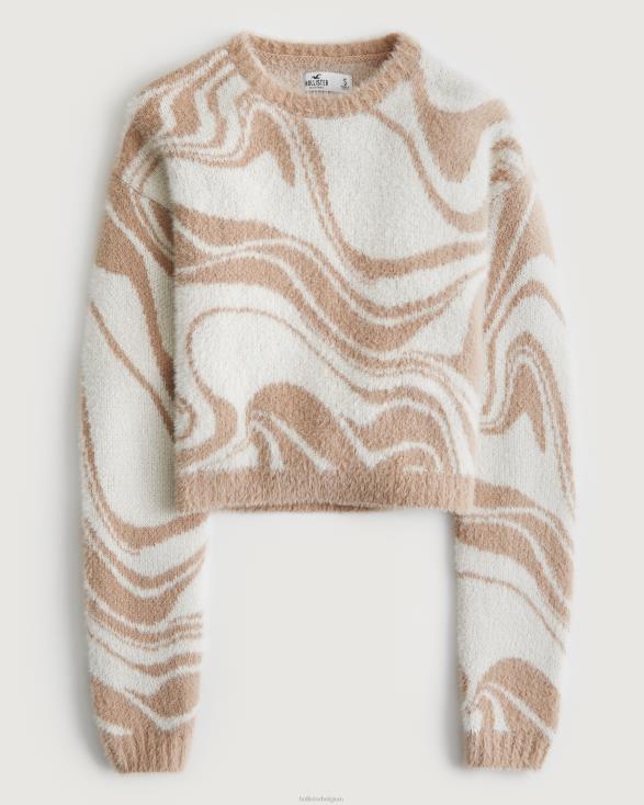 gezellige crew sweater bruine werveling vrouwen Hollister toppen 06JX385